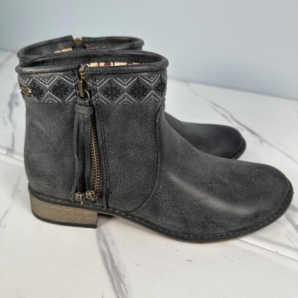 ROXY Sita Gray Zip Up Ankle Boot 6 - Picture 3 of 7
